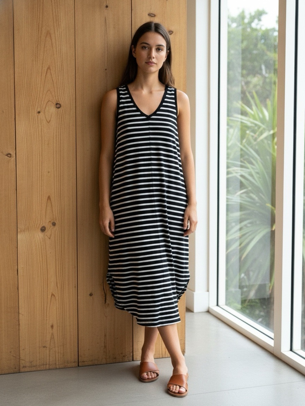 Z SUPPLY Reverie Stripe Dress V-neck Midi Dress
Size X-Small